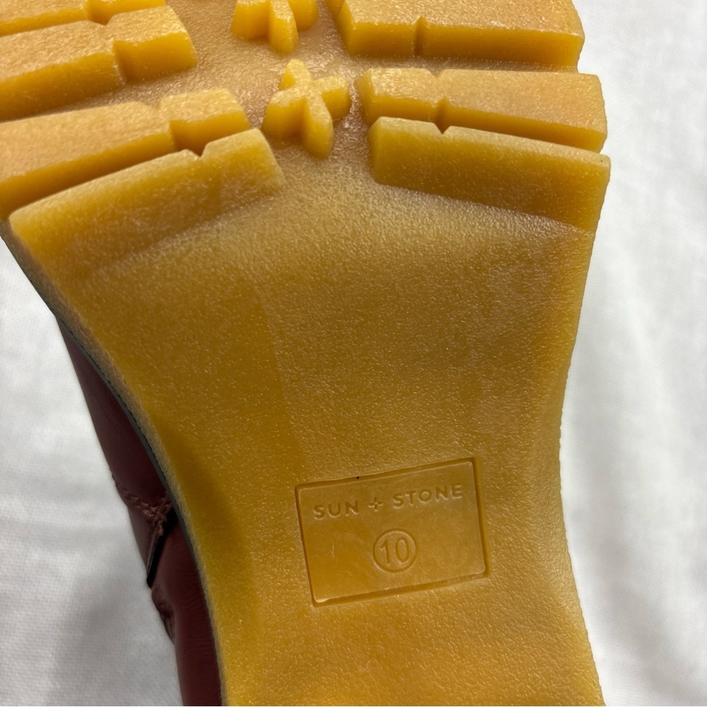 SUN STONE Womens Brown 1" Platform Lennii Round Toe Block Heel Booties 10M - Picture 5 of 10